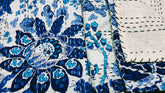 Indian Kantha Quilt – Handmade 100% Cotton Floral Print Bedspread & Blanket Throw