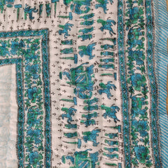 Indian Jaipuri Blue Print Quilt – Handmade Floral Razai Cotton Bedspread