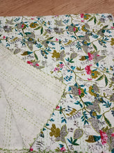 Indian Paradise Print Kantha Quilt – Hand Block Printed Cotton Bedspread, Twin/Queen/King