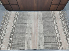 Indian Dhurrie Hand Block Printed Floor Rug – Handmade Cotton Area Rug with Aztec Design