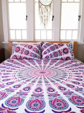 New Queen Size Mandala Bedding Set – Indian Cotton Bedspread with 2 Pillow Covers