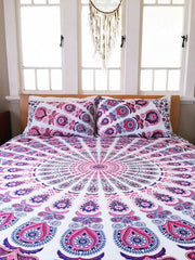 New Queen Size Mandala Bedding Set – Indian Cotton Bedspread with 2 Pillow Covers