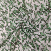 Flower Fabric Block Print – Indian Voile Cotton Floral Lightweight Soft Jaipuri Fabric by the Meter