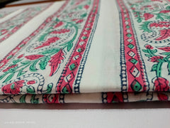 Indian Flower Print Cotton Fabric – Hand Block Print Boho Quilting Cotton for Summer Dresses & Gypsy Fabric