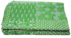 Indian Ethnic Ajrakh Patchwork Kantha Quilt – Hand Block Print Queen Size 100% Cotton