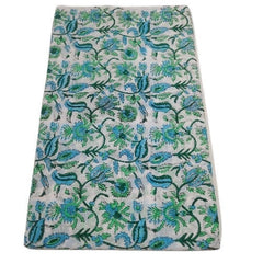 Flower Fabric Block Print – Indian Voile Cotton Floral Lightweight Soft Jaipuri Fabric By The Yard