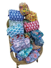 Wholesale Lot – Indian Cotton Floral Toiletry Bag | Hand Block Print Travel Pouch
