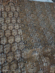 Queen Kantha Quilt – Indian Handmade Reversible Cotton Throw, Bohemian Boho Quilt with Ajar Print