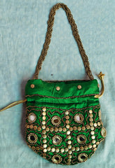 Women’s Mirror Work Potli Bag – Ethnic Handbag & Jewelry Purse for Weddings