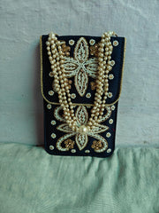 Indian Designer Mobile Phone Purse – Silk Phone Sleeve with Waist Clip & Handwork Saree Hook