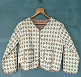 Cotton Handmade Kantha Jacket – Floral Print Quilted Reversible Coat & Kimono for Women