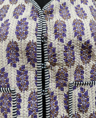 Hand Block Cotton Kantha Jacket – Handmade Quilted Reversible Floral Print Coat for Women