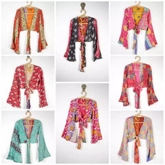 Wholesale 10 Pcs Indian Cotton Vintage Kantha Bohemian Jackets – Handmade Women’s Winter Wear