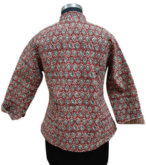 Quilted Reversible Hand Block Printed Boho Jacket – Indian Vintage Handmade Full Sleeve Coat with Floral Arts