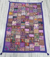 Indian Heavy Embroidered Wall Hanging – Vintage Sari Zari Work Tapestry & Decorative Throw
