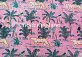 Pink Jungle Print Velvet Fabric – Indian Cotton Velvet by Yard & Meter for Upholstery & Table Cloth