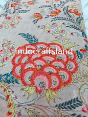 Indian Velvet Floral Print Fabric – Cotton Velvet by Yard & Meter for Upholstery & Table Cloth