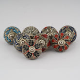 Multi-Color Assorted Boho Hippie Painted Ceramic Knobs – Drawer Pull Handles Set