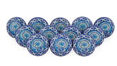Turquoise Floral Design Boho Hippie Painted Ceramic Knobs – Blue Drawer Pull Handle Set