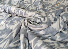 Indian Gray Ikat Print Boho Fabric – 100% Cotton Cloth by 5 Yards for Curtains & Dressmaking