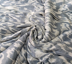 Indian Gray Ikat Print Boho Fabric – 100% Cotton Cloth by 5 Yards for Curtains & Dressmaking