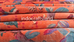 Indian Floral Boho Velvet Fabric – Cotton Velvet by Yard & Meter for Upholstery & Table Cloth