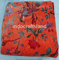 Indian Floral Boho Velvet Fabric – Cotton Velvet by Yard & Meter for Upholstery & Table Cloth