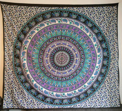 Indian Mandala Wall Hanging – Handmade Cotton Boho Hippie Tapestry for Dorm & Home Decor