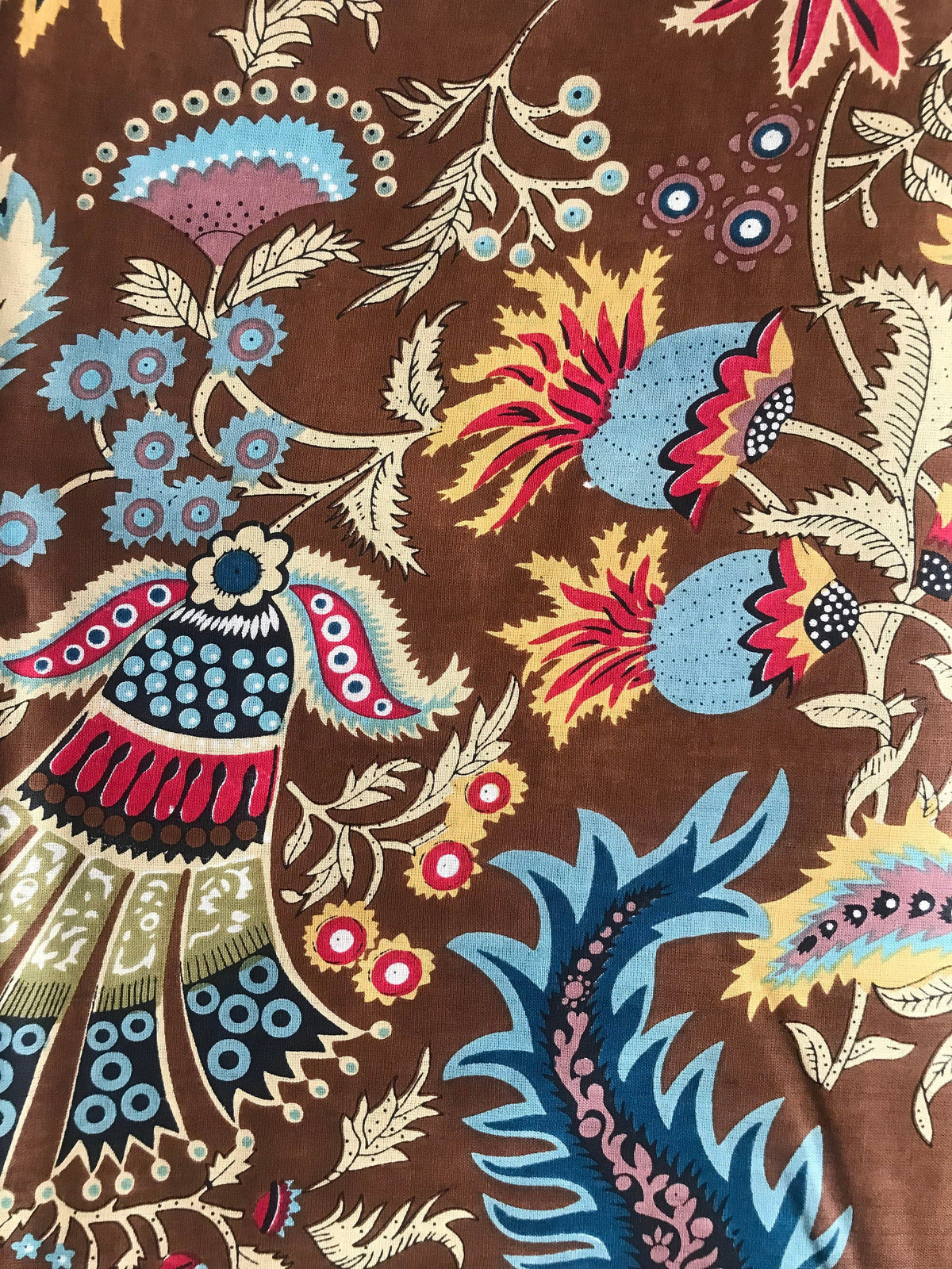 Brown Batik Ikat Cotton Fabric