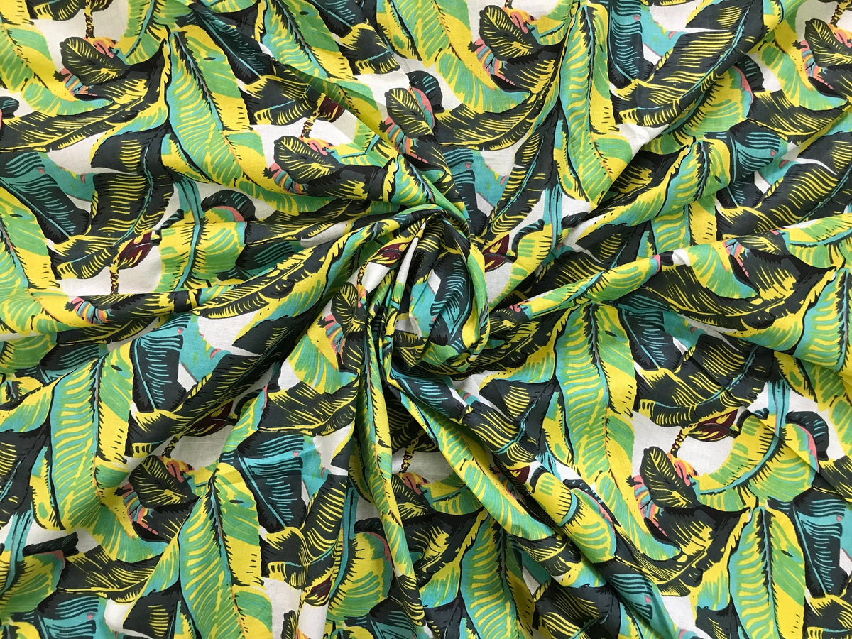 Blue Leaf Cotton Fabric