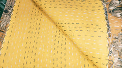 Indian Kantha Quilt – Hand Sewn Double Size Bedspread & Throw with Yellow Flower Print