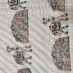 Animal Print Kantha Quilt – Jaipuri Razai Cotton Throw Blanket, Queen Size Boho Bedspread
