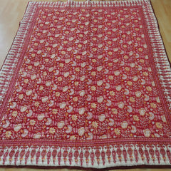 Indian Jaipuri Red Print Quilt – Handmade Floral Razai Cotton Bedspread, Boho Bohemian Comforter