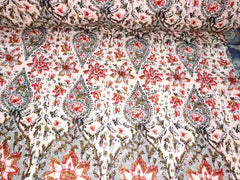 Indian Cotton Kantha Quilt Bedding – Handmade Vintage Queen Size Bedspread, Throw & Sofa Coverlet