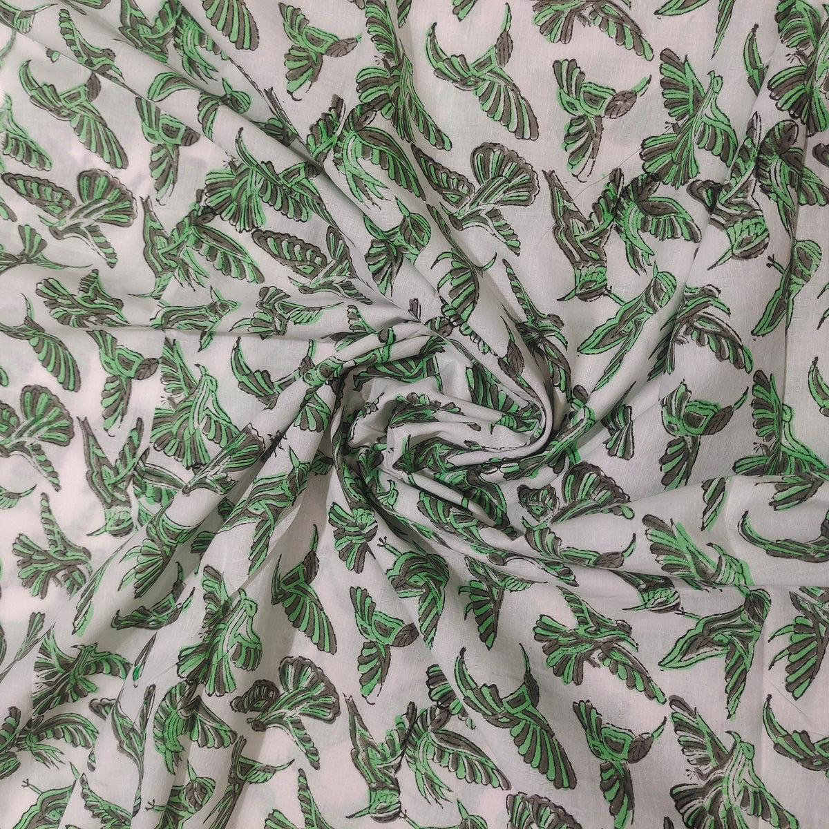 Flower Fabric Block Print – Indian Voile Cotton Floral Lightweight Soft Jaipuri Fabric by the Meter