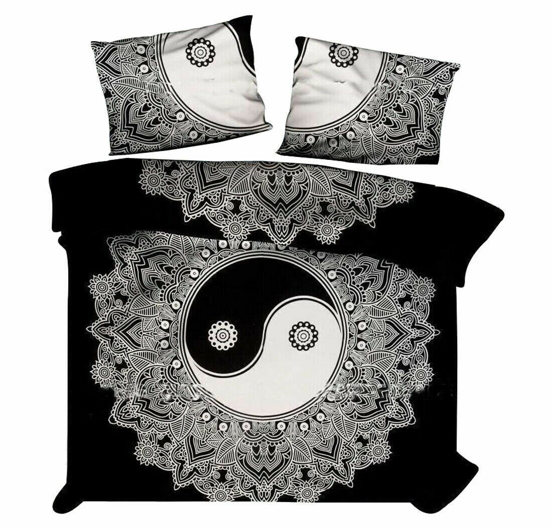 Indian Mandala Quilt Duvet Cover Bedding Set – Cotton Double Size Doona Cover with 2 Pillow Covers