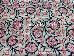 Hand Block Printed Bohemian Kantha Quilt – Vintage Double Cotton Bedspread