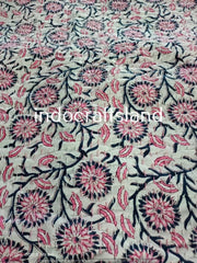 Hand Block Printed Bohemian Kantha Quilt – Vintage Double Cotton Bedspread