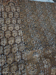 Queen Kantha Quilt – Indian Handmade Reversible Cotton Throw, Bohemian Boho Quilt with Ajar Print
