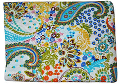 White Paisley Print Indian Floral Hand Block Printed 100% Cotton Fabric – 5 Yards for Curtains & Dressmaking