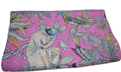 Monkey Print Kantha Cotton Quilt