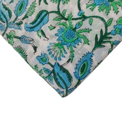 Flower Fabric Block Print – Indian Voile Cotton Floral Lightweight Soft Jaipuri Fabric By The Yard
