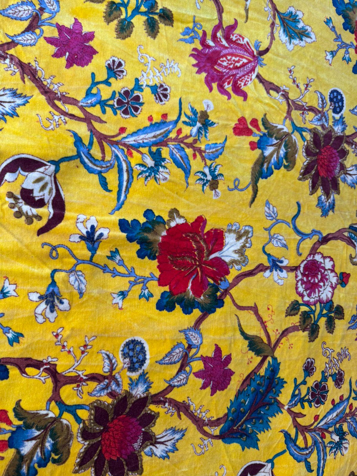 Indian Floral Velvet Fabric