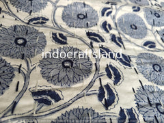 Hand Block Print Indian Kantha Quilt – King & Queen Size Cotton Bedspread with Floral Pattern