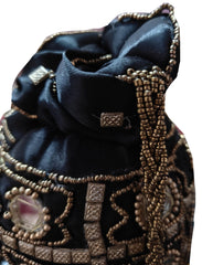 Black Mirror Work Indian Ethnic Potli Bag – Handbag for Party, Wedding & Gifting