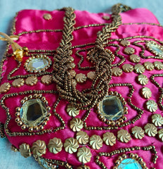 Pink Mirror Work Indian Ethnic Potli Bag – Handbag for Party, Wedding & Gifting