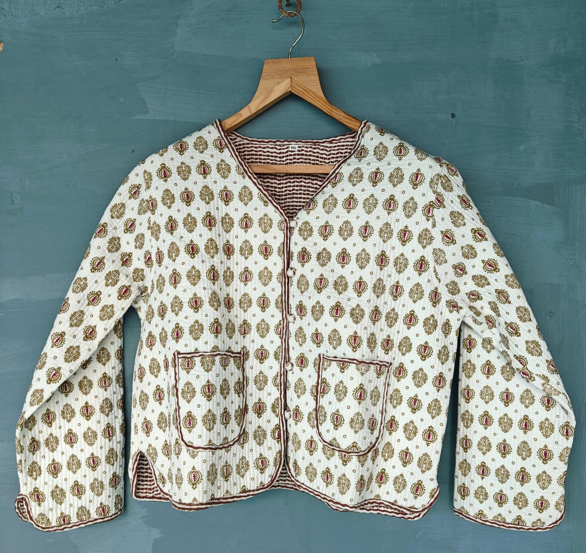 Cotton Handmade Kantha Jacket – Floral Print Quilted Reversible Coat & Kimono for Women
