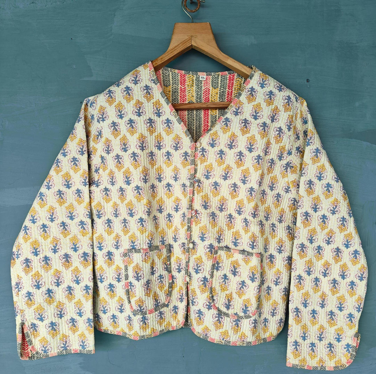 Cotton Handmade Kantha Jacket – Quilted Reversible Floral Print Coat & Kimono for Women