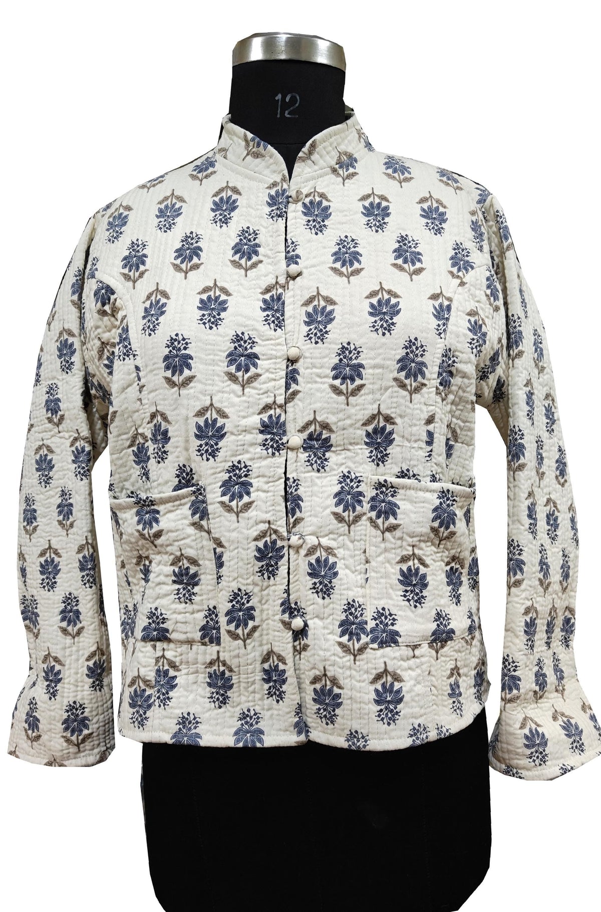 Quilted Reversible Hand Block Printed Boho Floral Jacket – Indian Vintage Handmade Full Sleeve Coat