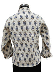 Quilted Reversible Hand Block Printed Boho Floral Jacket – Indian Vintage Handmade Full Sleeve Coat